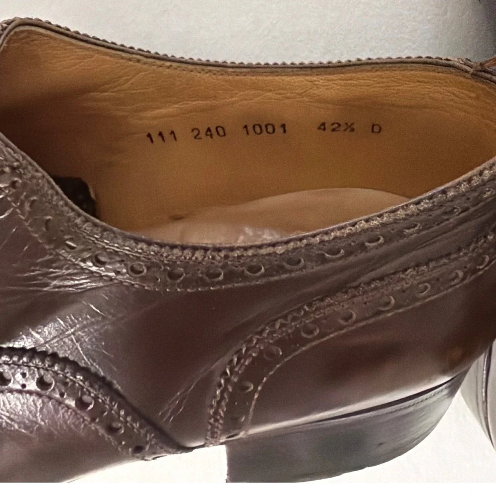 Gucci Mens Vintage Brown Leather Wingtip Brogue Oxford Shoes 42.5 D 111 240 1001